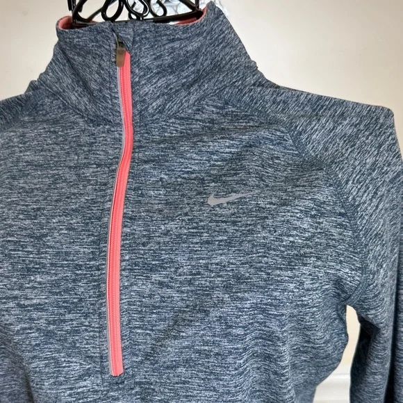 Nike Gray Heather Quarter-Zip Pullover with Coral Zipper - Picture 4 of 11